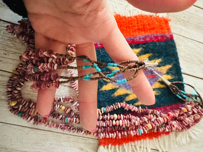 Navajo Spiny, Turquoise, & Heishi Five Strand Beaded Necklace