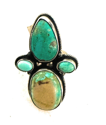 Navajo Royston Turquoise & Sterling Silver Adjustable Ring