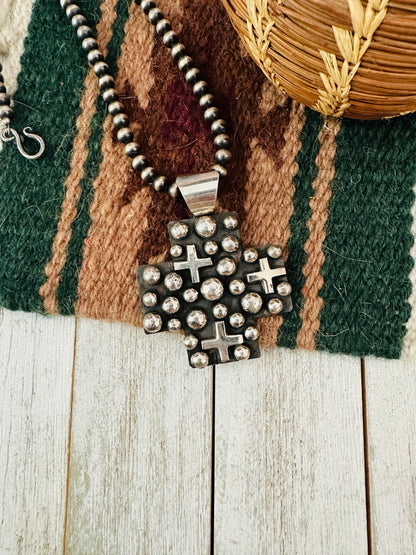 Navajo Sterling Silver Cross Pendant by Chimney Butte