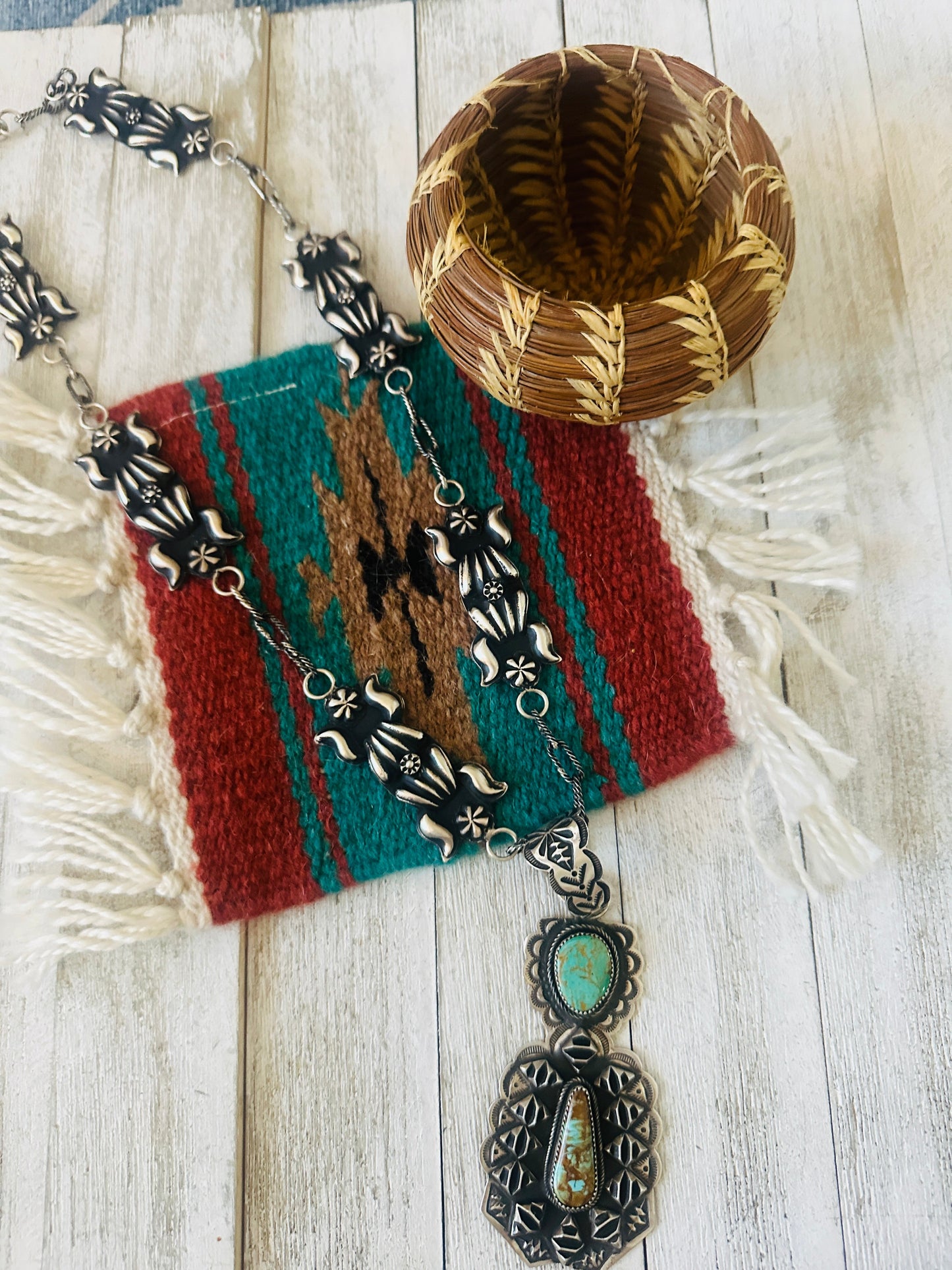 Navajo Sterling Silver & Royston Turquoise Necklace