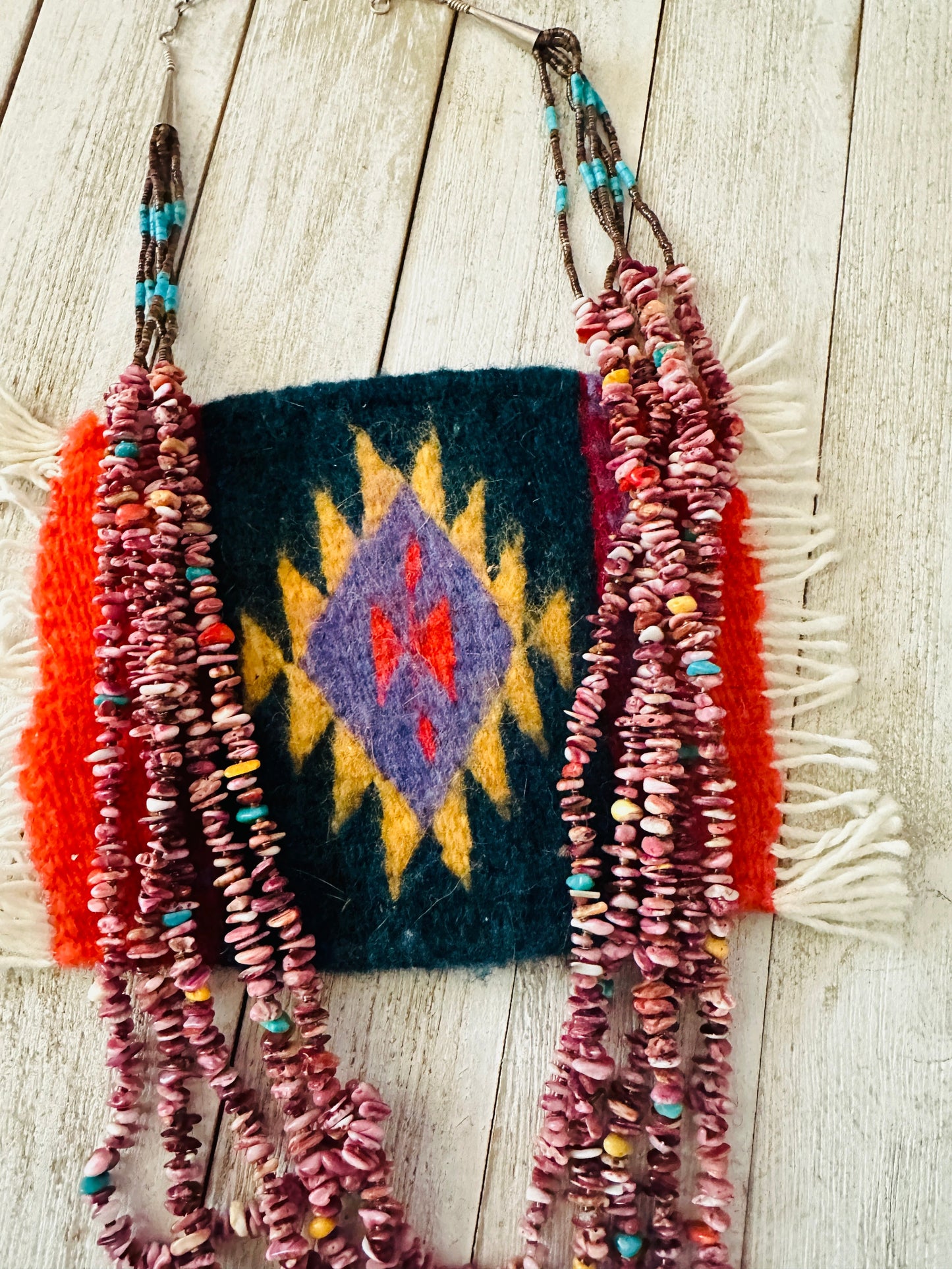 Navajo Spiny, Turquoise, & Heishi Five Strand Beaded Necklace