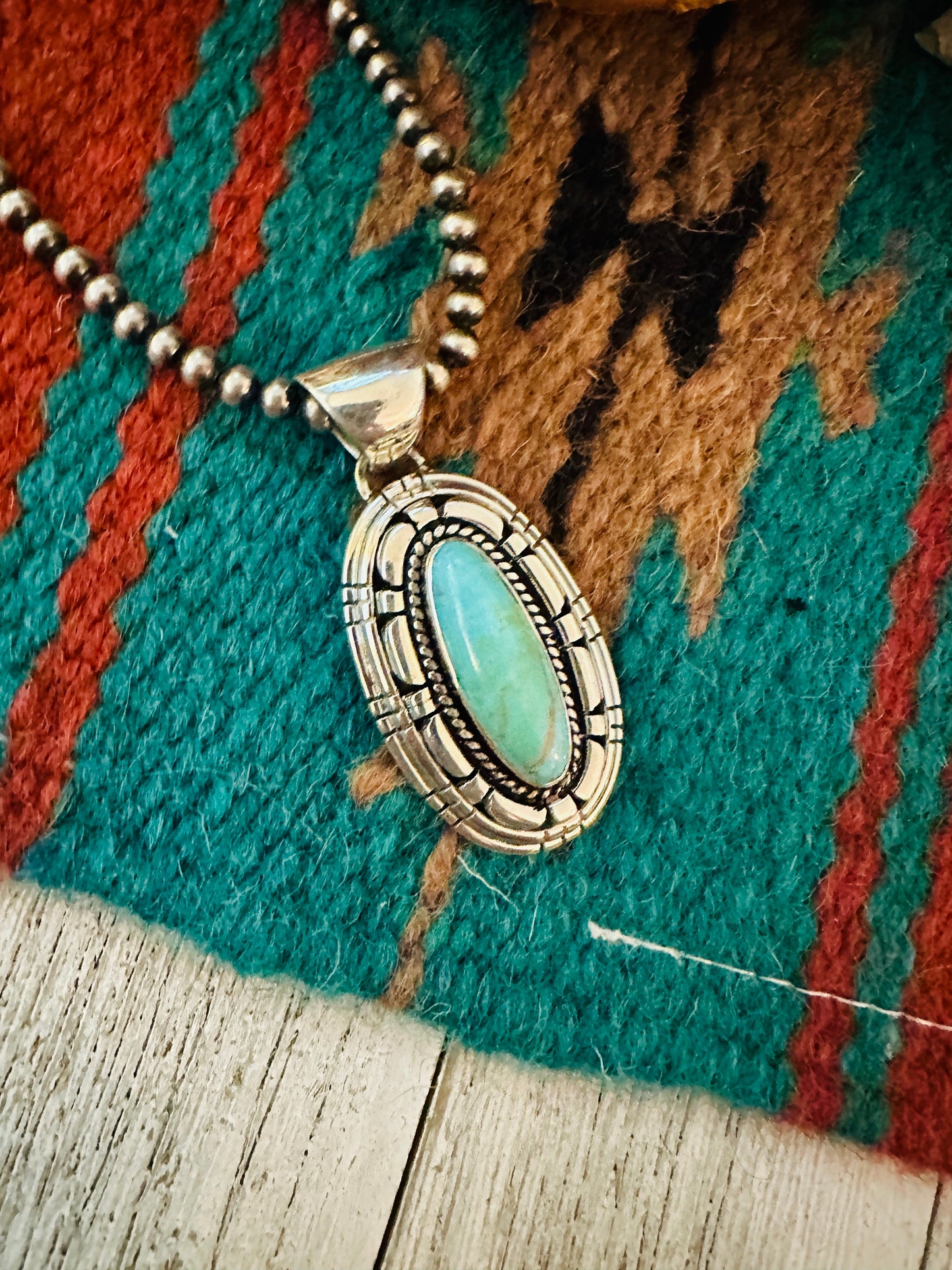 Navajo Kingman Turquoise & Sterling Silver Pendant