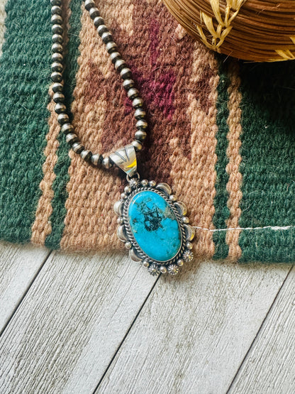 Navajo Kingman Turquoise & Sterling Silver Pendant