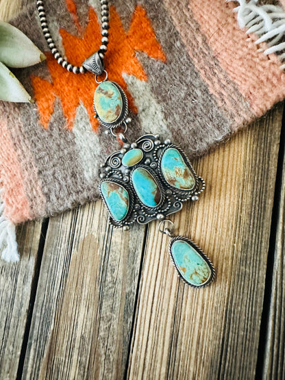 Navajo Royston Turquoise and Sterling Silver Pendant by Jacqueline Silver