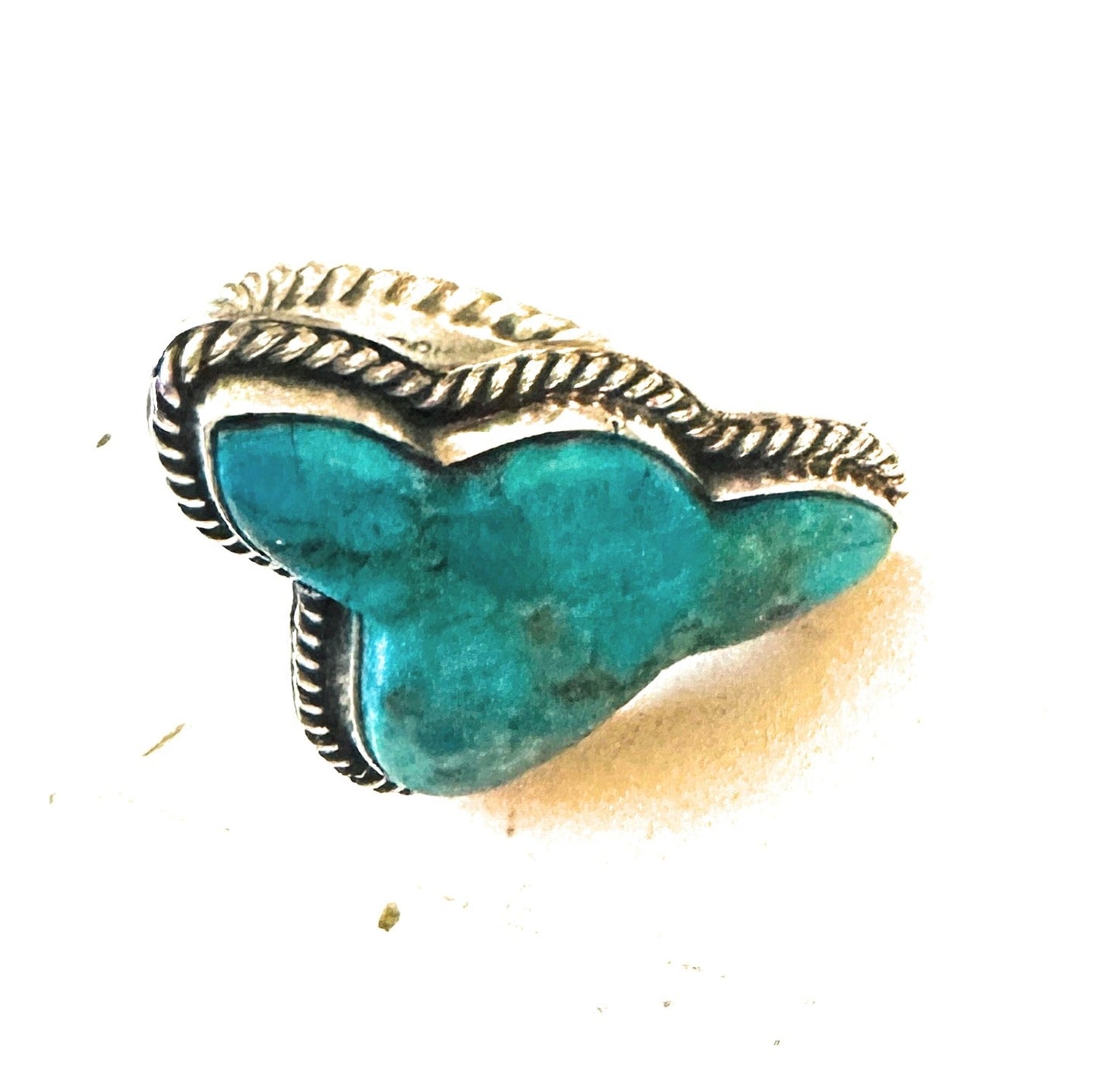 Navajo Royston Turquoise & Sterling Silver Bullhead Adjustable Ring