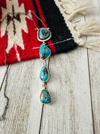 Navajo Sterling Silver & Turquoise Lariat Necklace