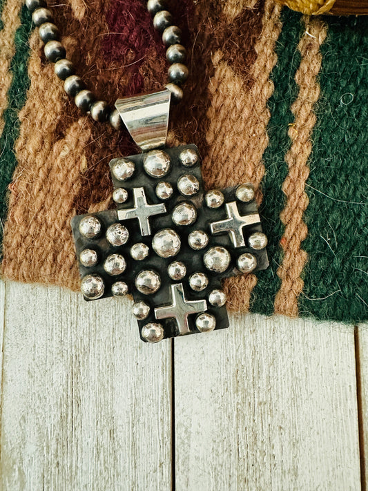 Navajo Sterling Silver Cross Pendant by Chimney Butte