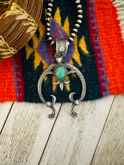 Navajo Turquoise & Sterling Silver Naja Pendant