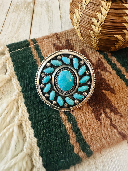 Navajo Sterling Silver & Kingman Turquoise Adjustable Ring