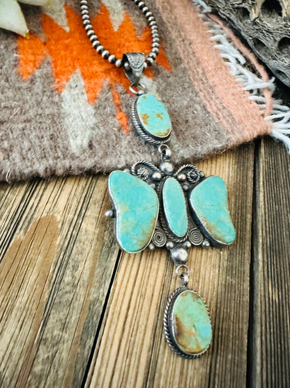 Navajo Royston Turquoise and Sterling Silver Pendant by Jacqueline Silver