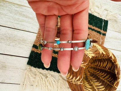 Navajo Multi Turquoise & Sterling Silver Bangle Bracelet