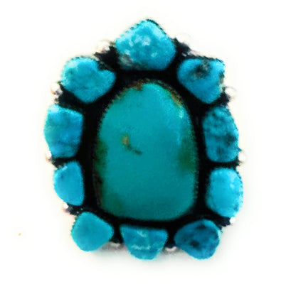 Navajo Sterling Silver & Kingman Turquoise Adjustable Ring