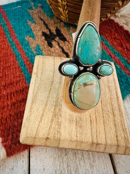 Navajo Royston Turquoise & Sterling Silver Adjustable Ring