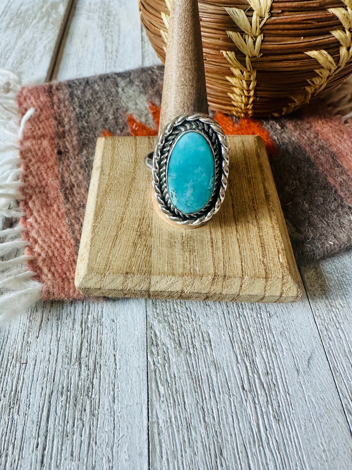 Navajo Turquoise & Sterling Silver Adjustable Ring