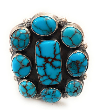 Navajo Kingman Turquoise & Sterling Silver Adjustable Ring Signed