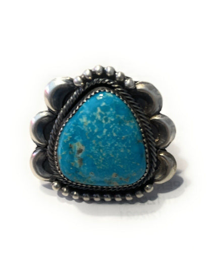 Navajo Classic Turquoise Sterling Southwestern Adjustable Ring Signed