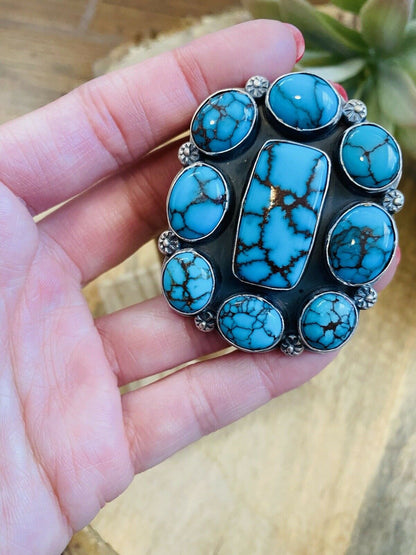 Navajo Kingman Turquoise & Sterling Silver Adjustable Ring Signed