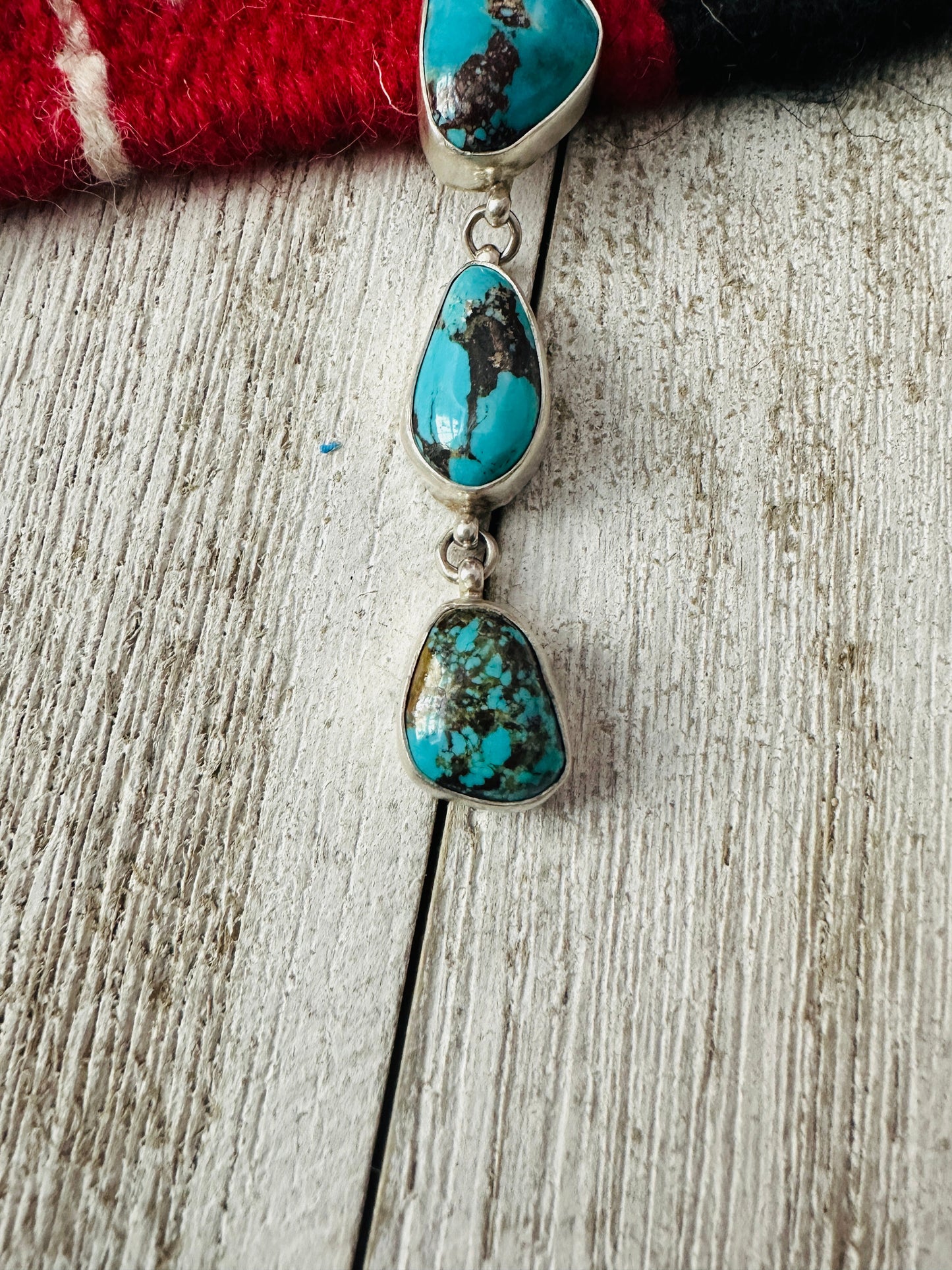 Navajo Sterling Silver & Turquoise Lariat Necklace