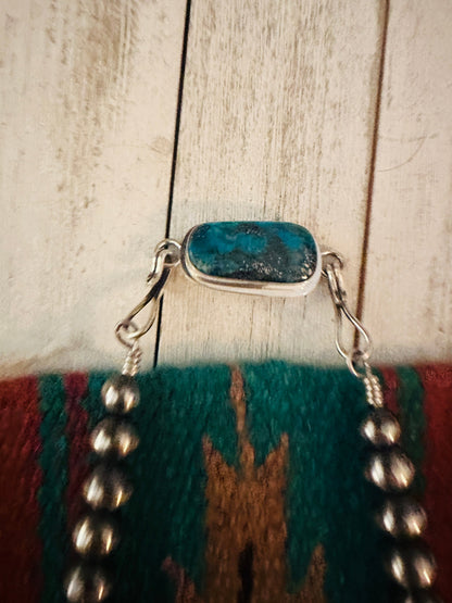 Navajo Sterling Silver Pearl & Turquoise Beaded Necklace