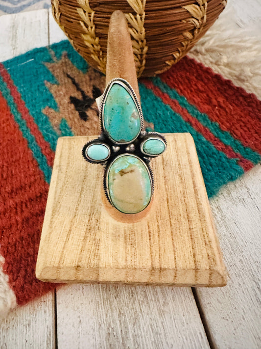 Navajo Royston Turquoise & Sterling Silver Adjustable Ring