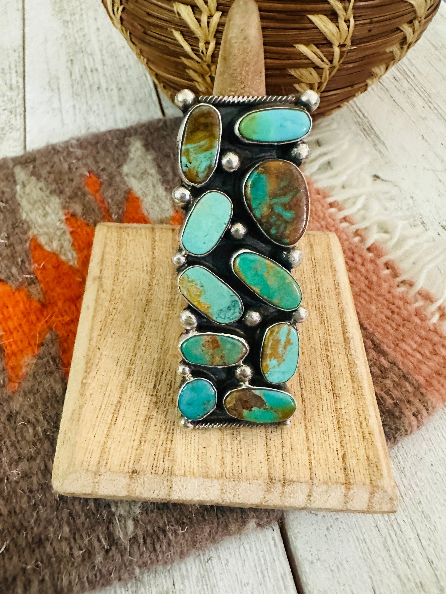 Navajo Royston Turquoise & Sterling Silver Adjustable Ring by Jacqueline Silver