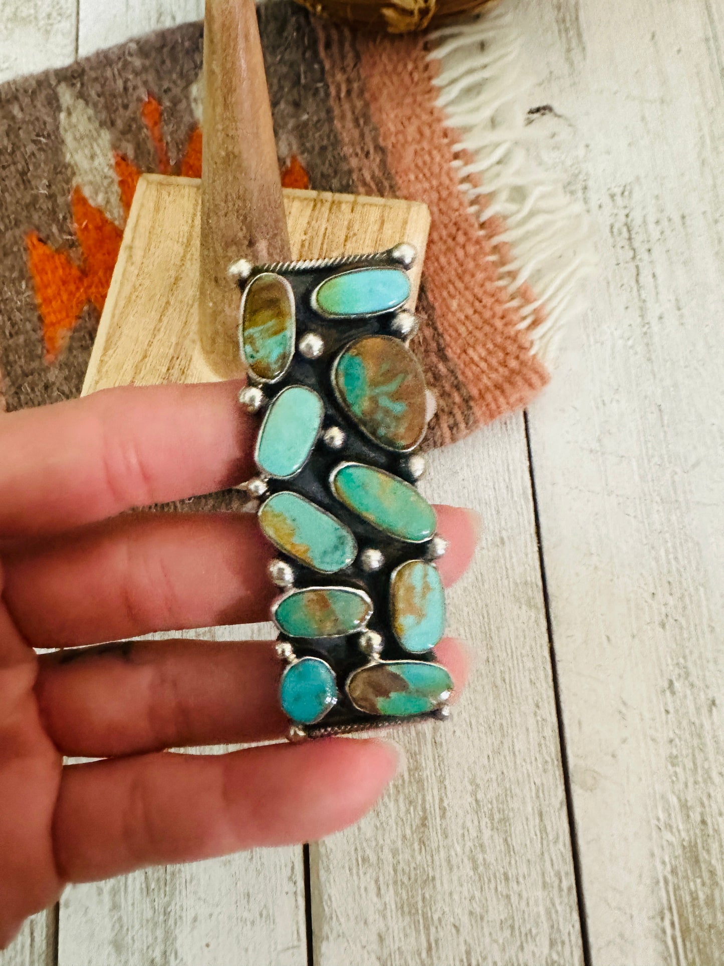 Navajo Royston Turquoise & Sterling Silver Adjustable Ring by Jacqueline Silver