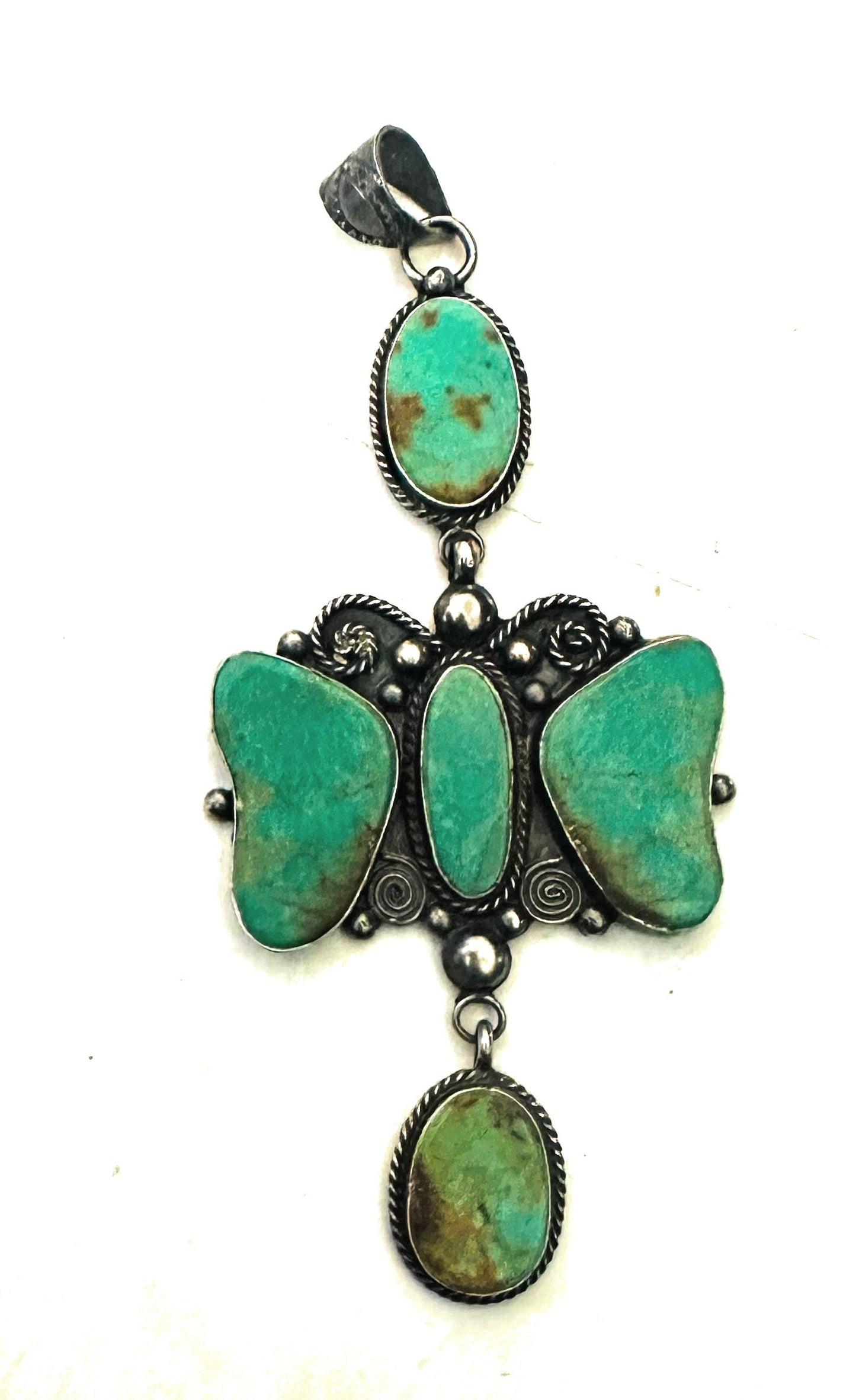 Navajo Royston Turquoise and Sterling Silver Pendant by Jacqueline Silver