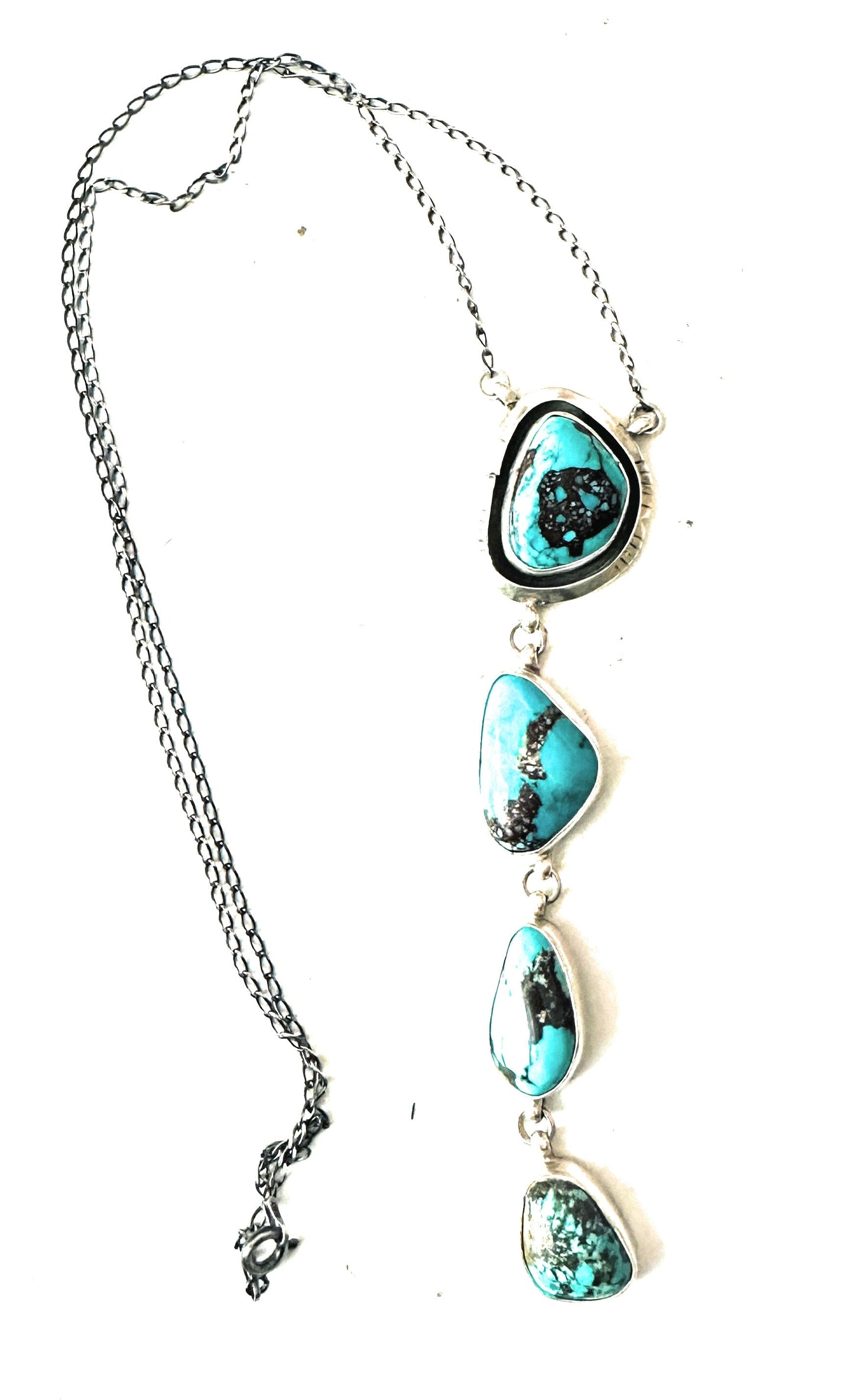 Navajo Sterling Silver & Turquoise Lariat Necklace