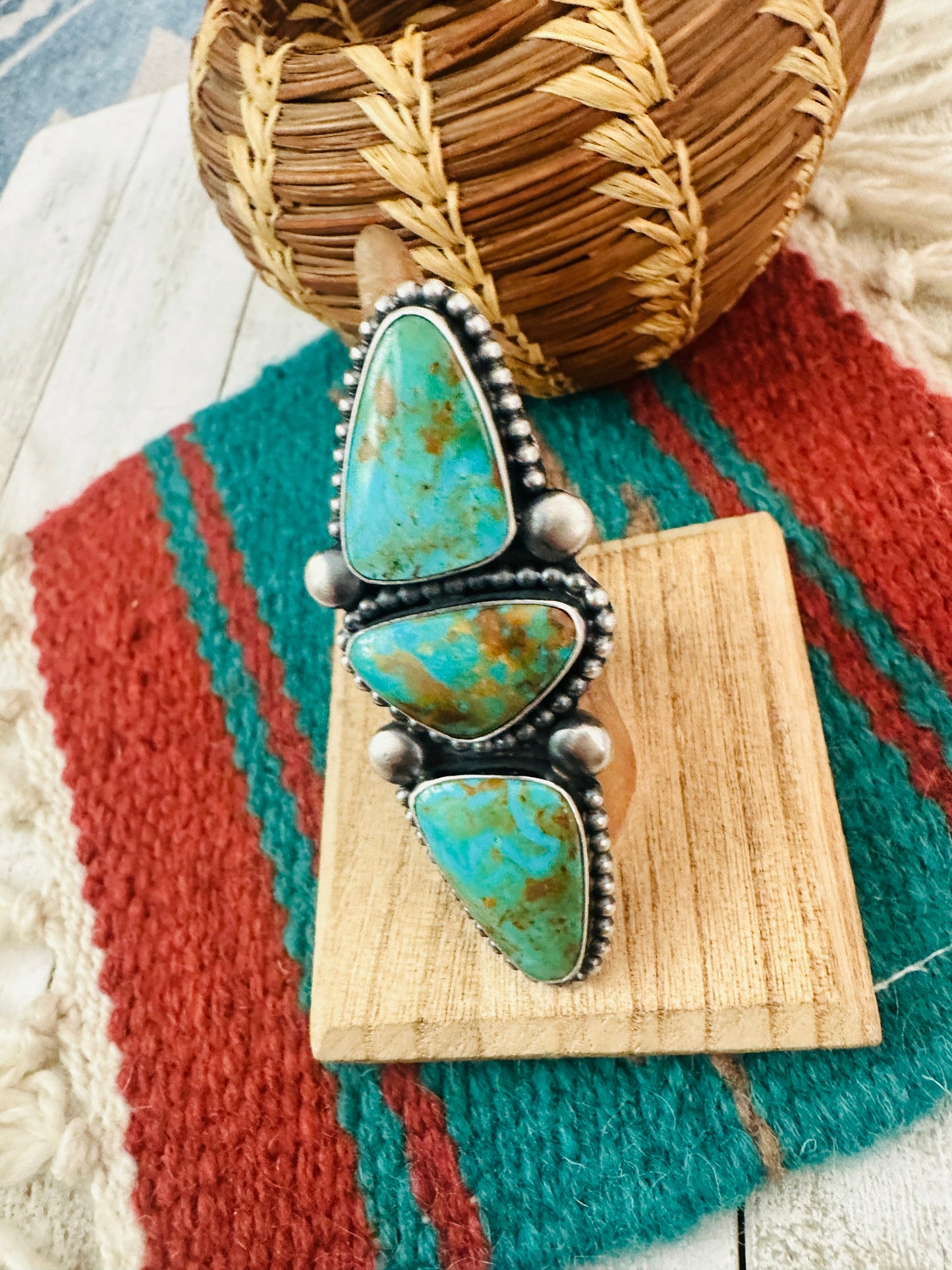 Navajo Royston Turquoise & Sterling Silver Adjustable Ring by Ernest Begay