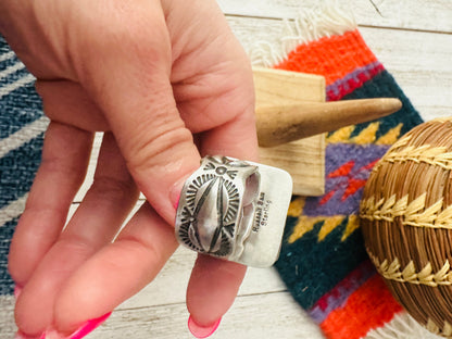 Navajo Royston Turquoise & Sterling Silver Adjustable Ring by Russell Sam