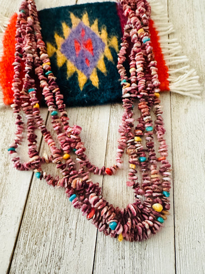 Navajo Spiny, Turquoise, & Heishi Five Strand Beaded Necklace