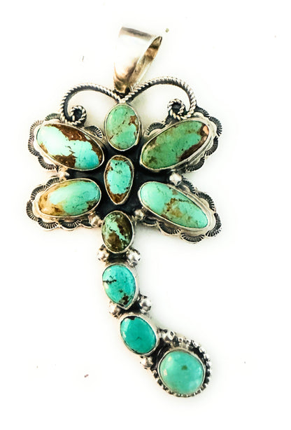 Navajo Number 8 Turquoise & Sterling Silver Dragonfly Pendant