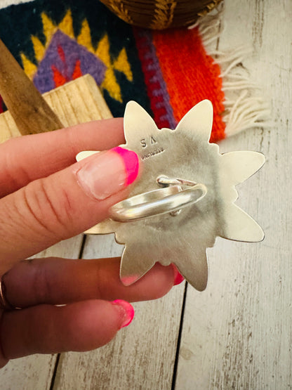 Navajo Pink Mojave & Sterling Silver Cluster Adjustable Ring