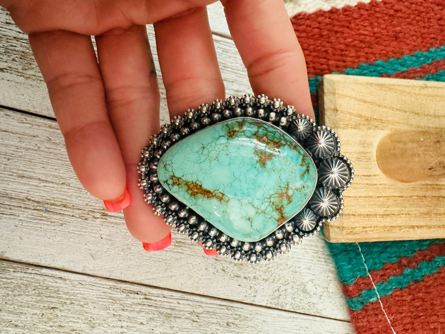 Navajo Royston Turquoise & Sterling Silver Adjustable Ring by Ernest Begay