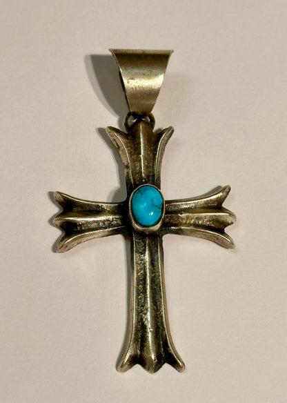 Navajo Sterling Silver & Turquoise Cross Pendant