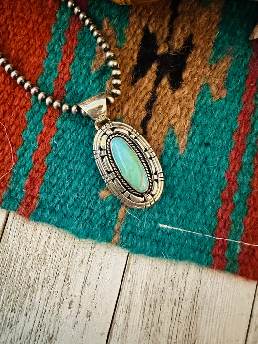 Navajo Kingman Turquoise & Sterling Silver Pendant