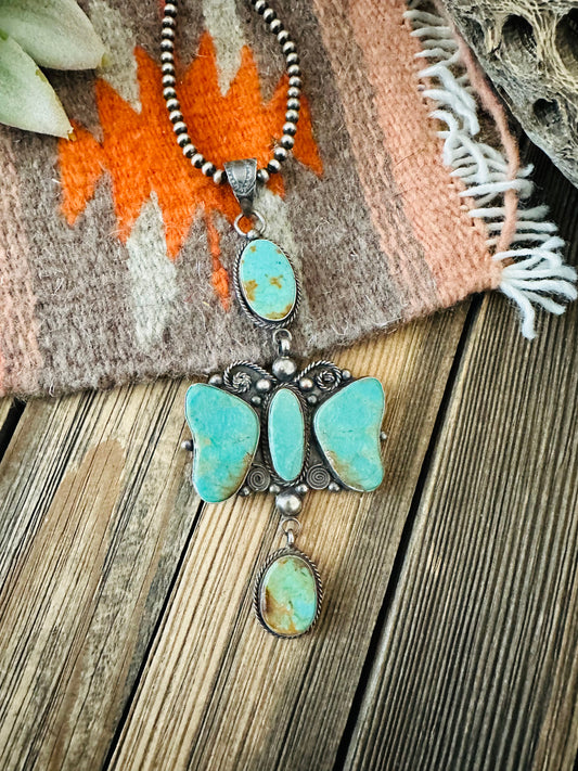 Navajo Royston Turquoise and Sterling Silver Pendant by Jacqueline Silver