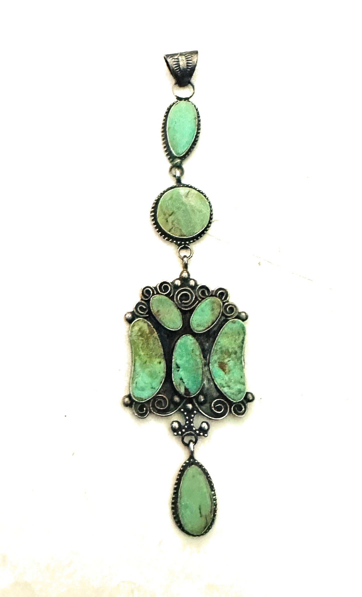 Navajo Royston Turquoise and Sterling Silver Pendant by Jacqueline Silver