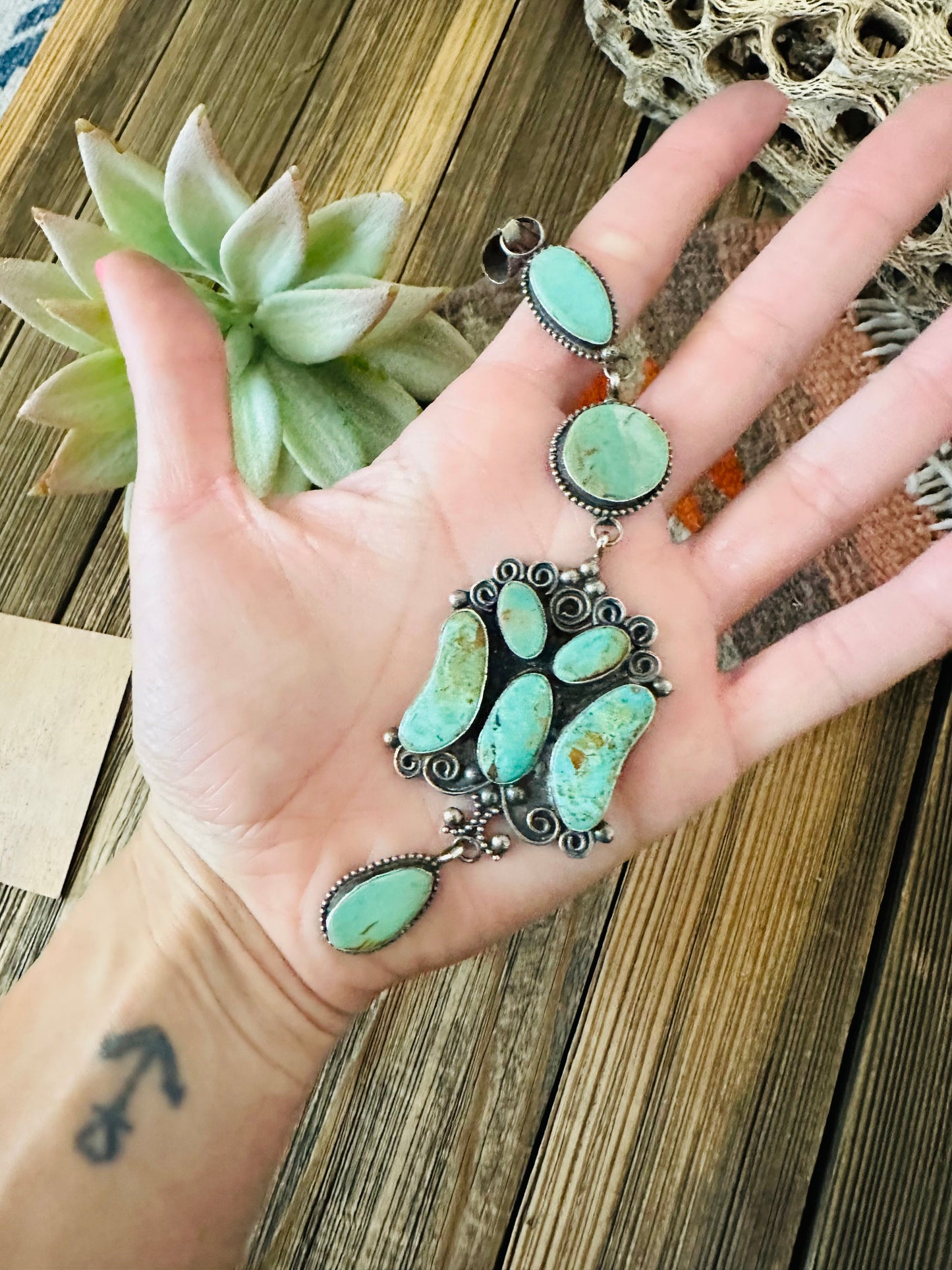 Navajo Royston Turquoise and Sterling Silver Pendant by Jacqueline Silver