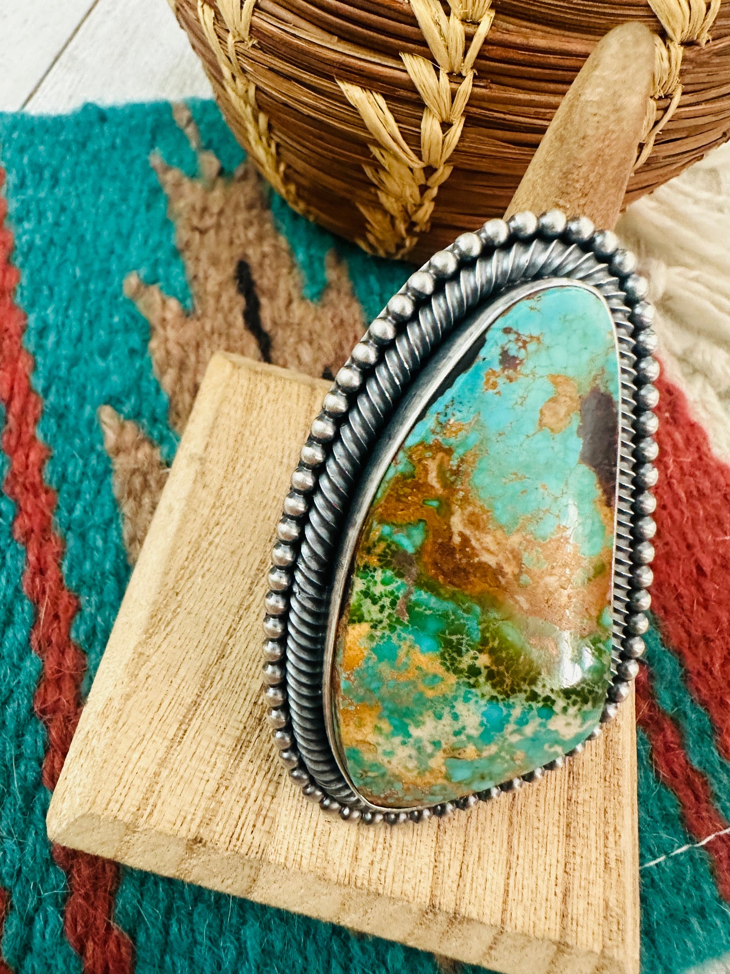 Navajo Royston Turquoise & Sterling Silver Adjustable Ring by Ernest Begay