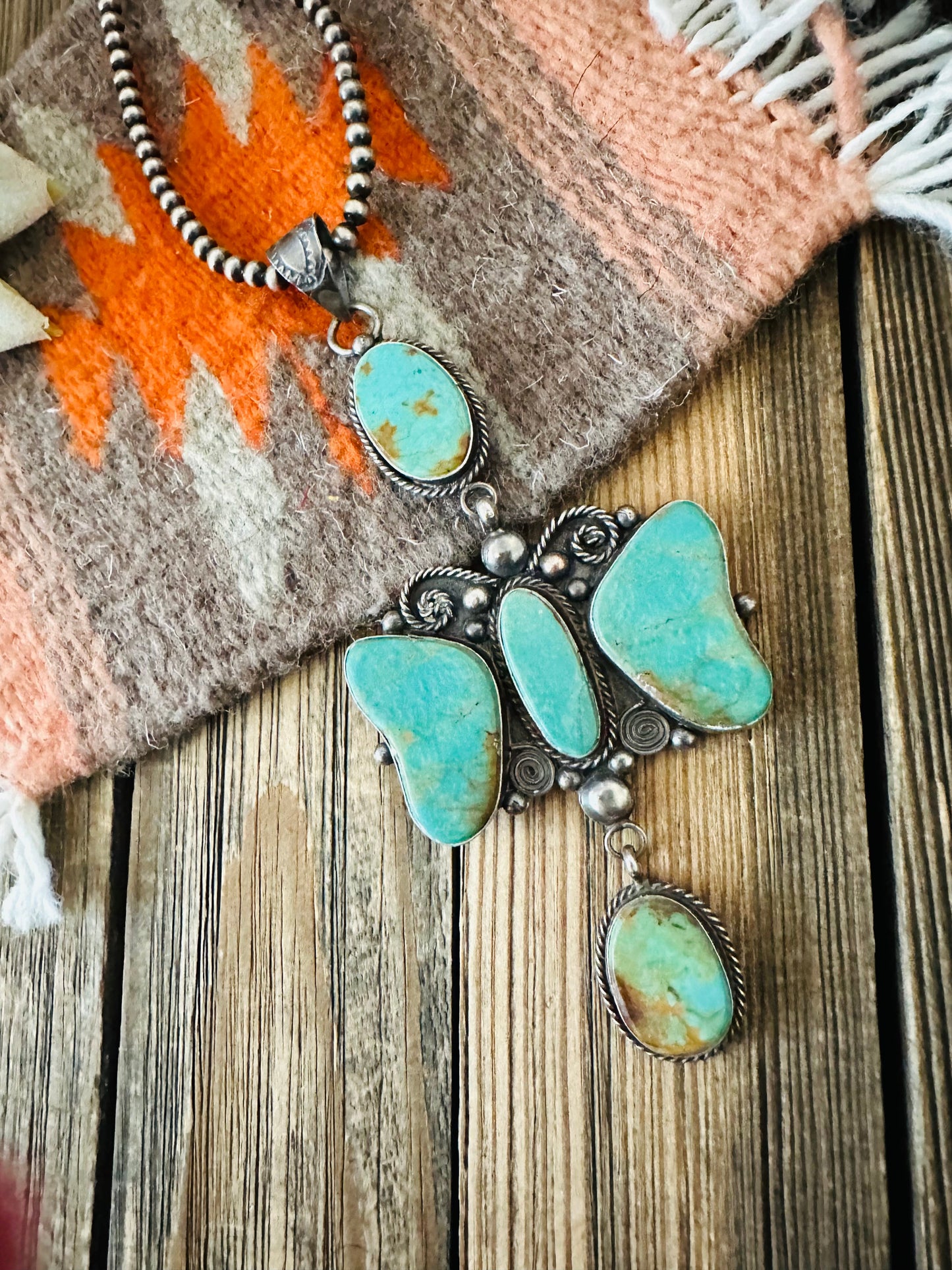 Navajo Royston Turquoise and Sterling Silver Pendant by Jacqueline Silver