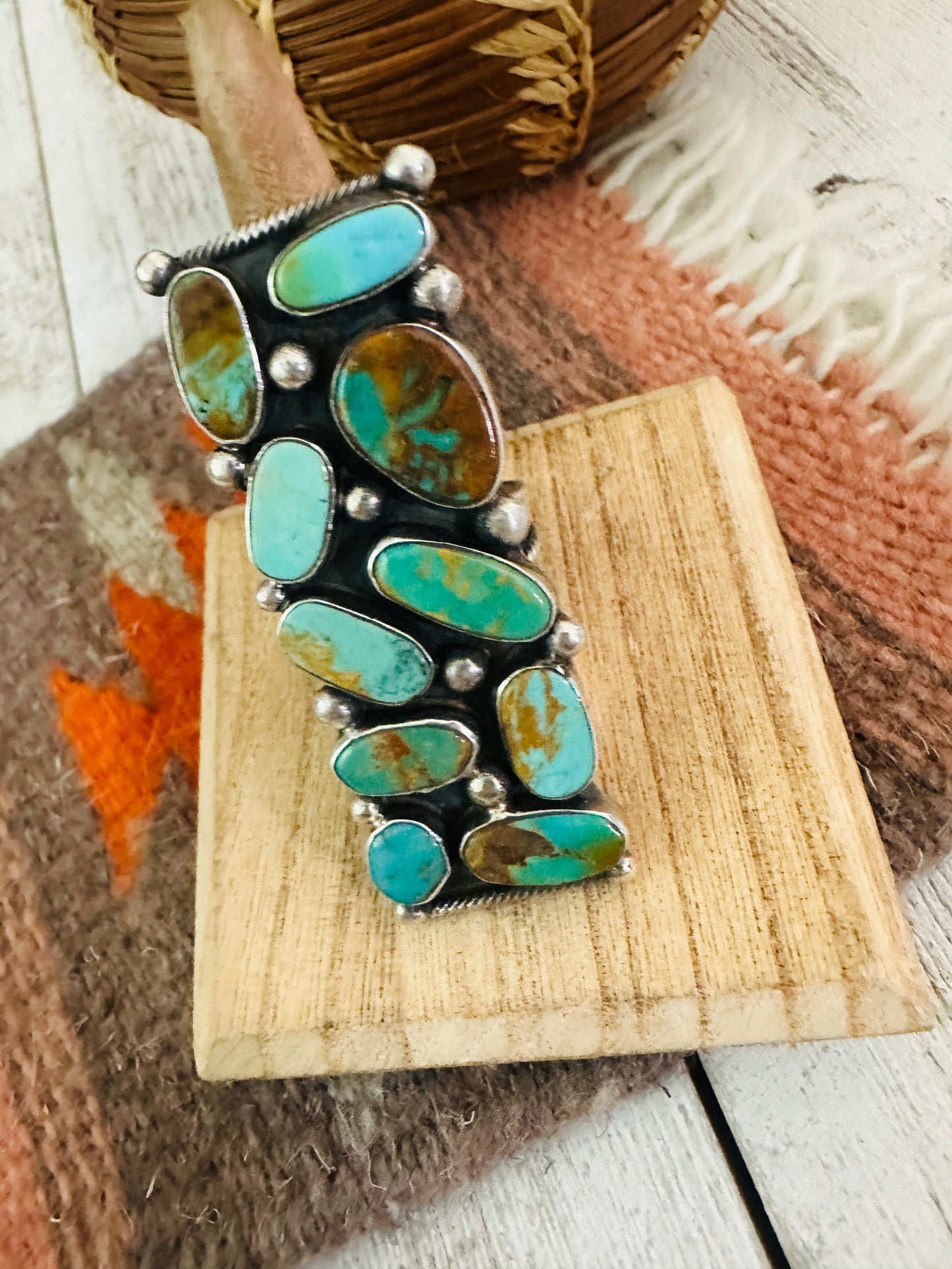 Navajo Royston Turquoise & Sterling Silver Adjustable Ring by Jacqueline Silver