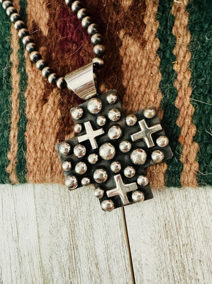 Navajo Sterling Silver Cross Pendant by Chimney Butte