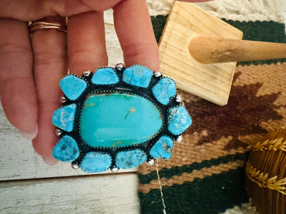 Navajo Sterling Silver & Kingman Turquoise Adjustable Ring