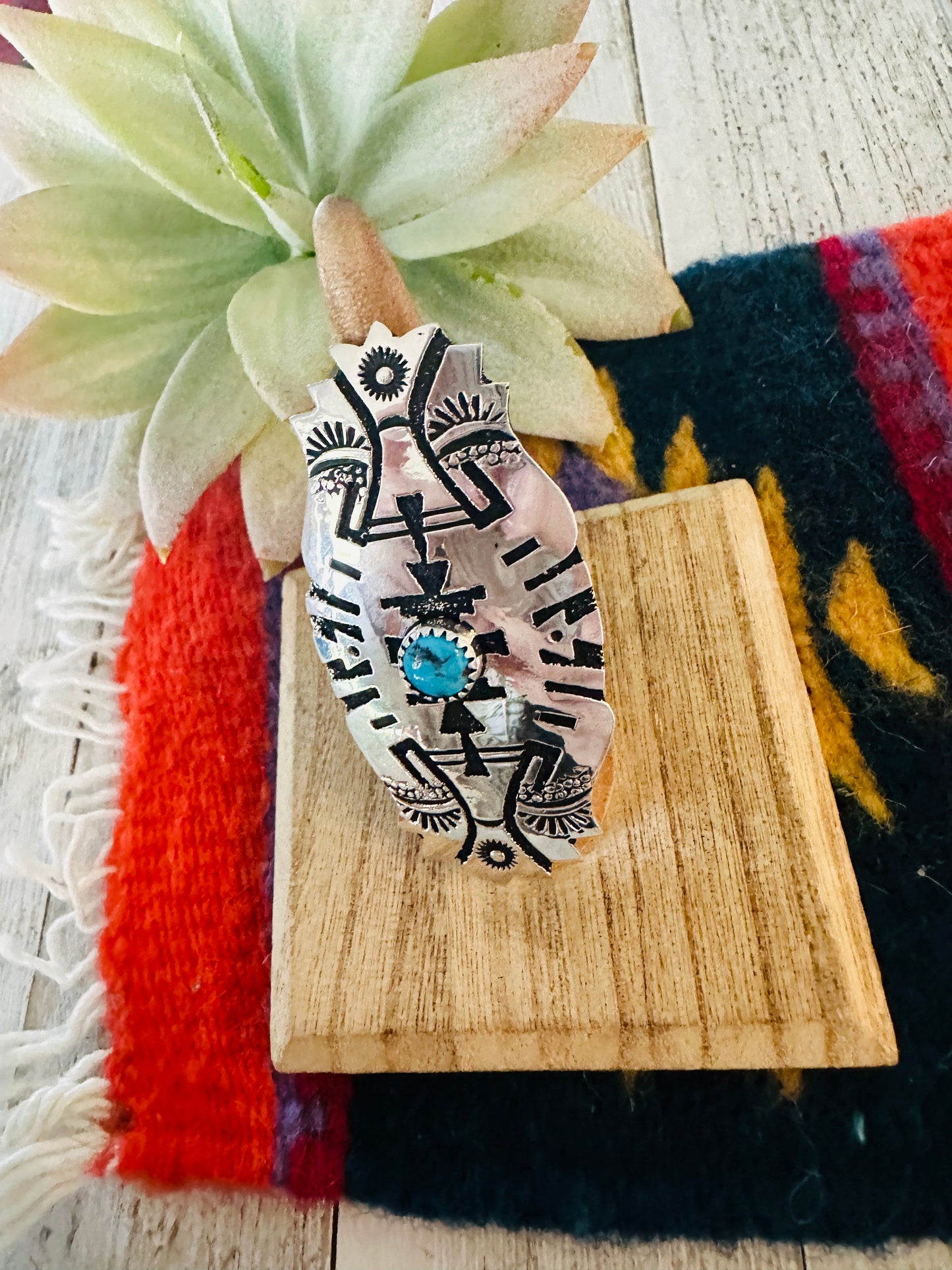 Navajo Sterling Silver & Turquoise Adjustable Ring by Richard Singer