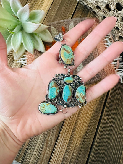 Navajo Royston Turquoise and Sterling Silver Pendant by Jacqueline Silver