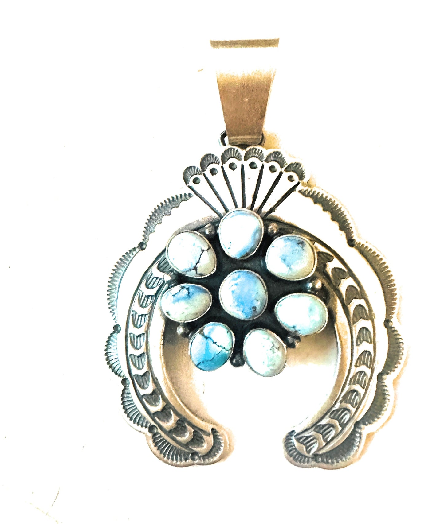 Navajo Sterling Silver & Golden Hills Turquoise Naja Pendant