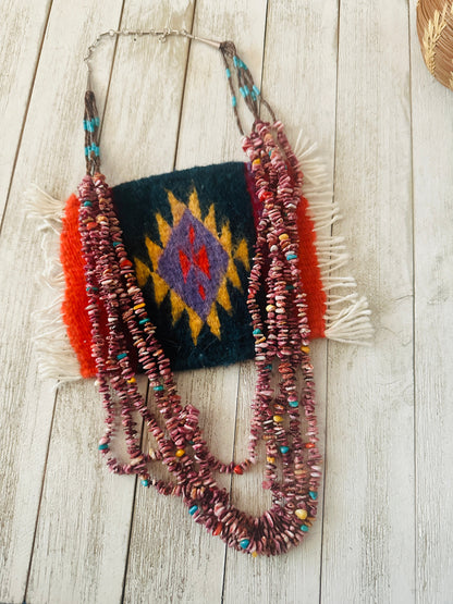 Navajo Spiny, Turquoise, & Heishi Five Strand Beaded Necklace