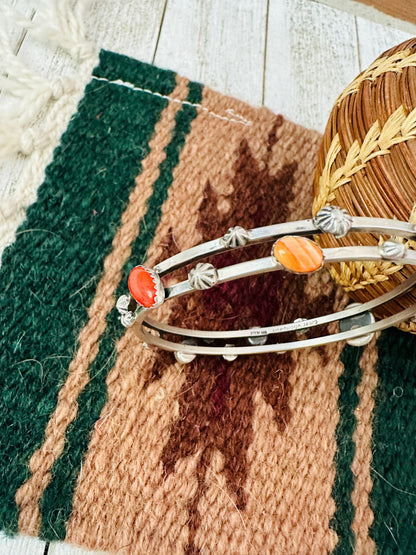 Navajo Multi Stone & Sterling Silver Bangle Bracelet