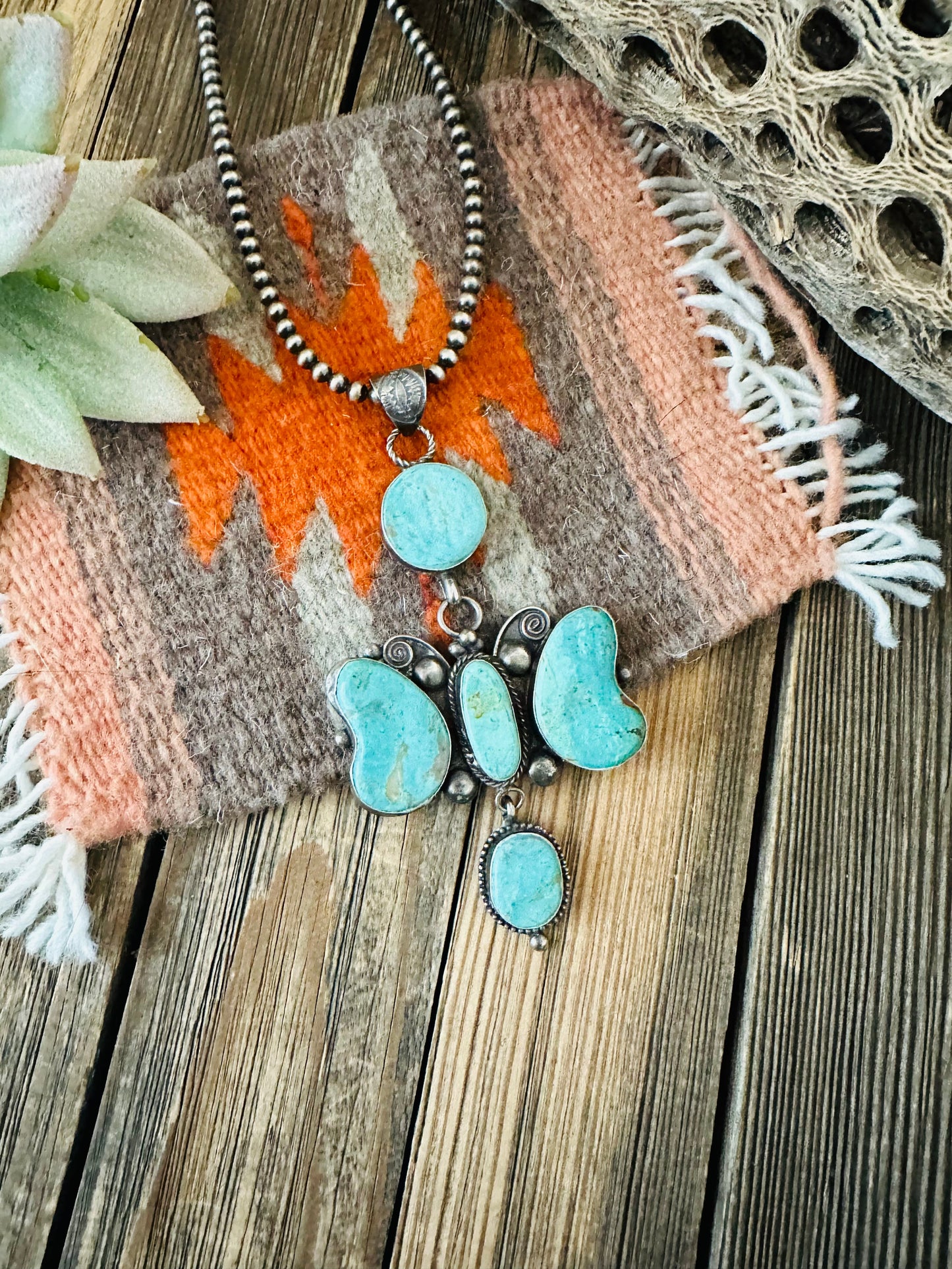 Navajo Royston Turquoise and Sterling Silver Pendant by Jacqueline Silver